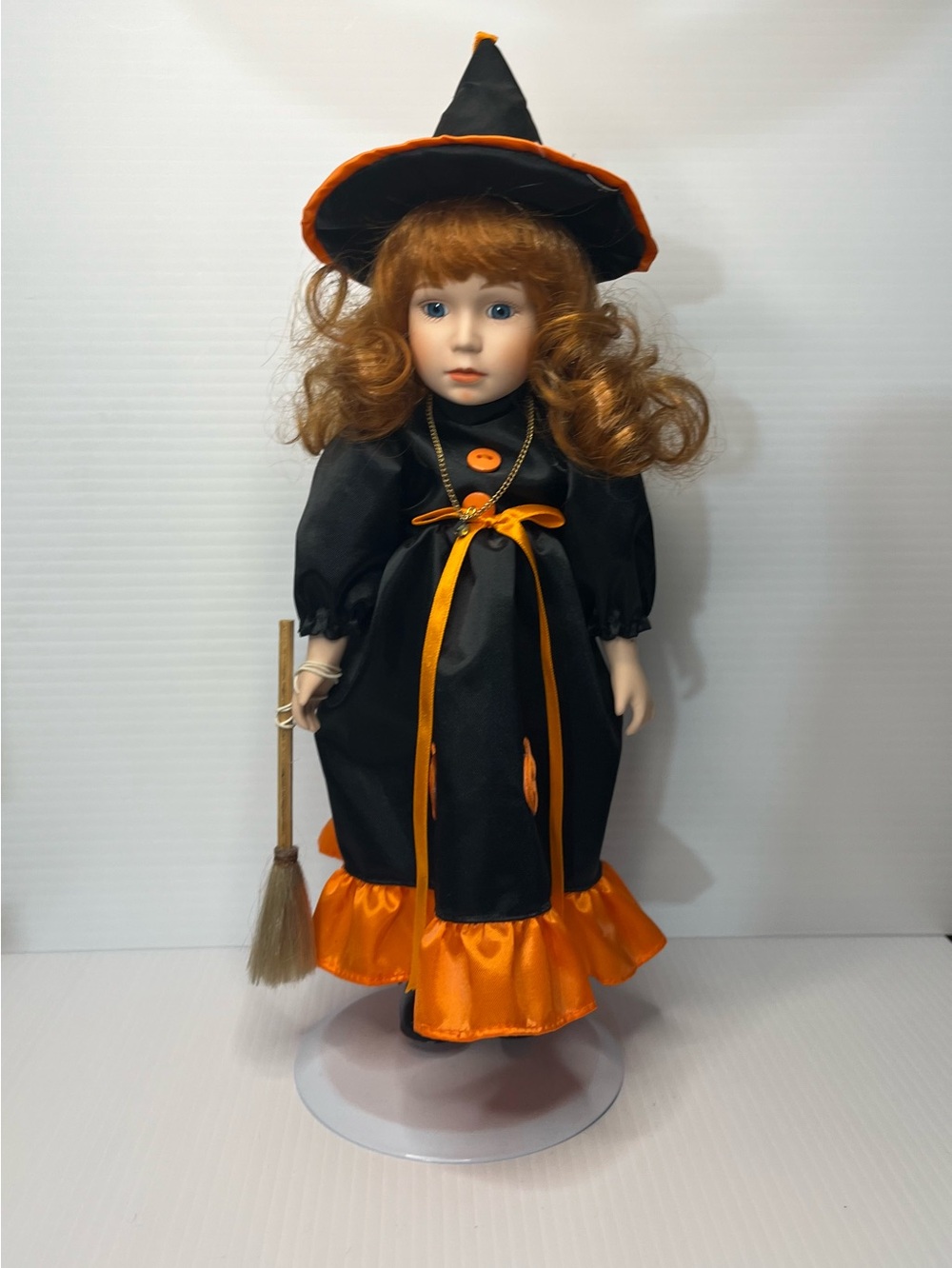 Brinn's 1994 13" Porcelain Doll Autumn Halloween Miss Witch Costume No Box